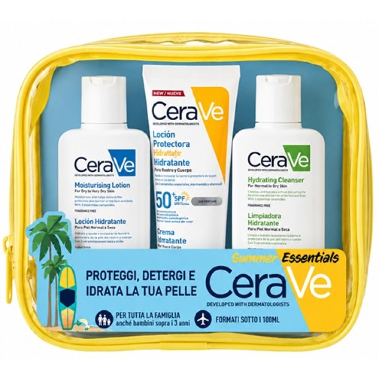Cerave - Pochette Solare 3 pezzi - protezione + detergente + idratante Cerave - Pochette Solare 3 pezzi - protezione + detergente + idratante