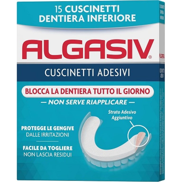 Algasiv 15 Cuscinetti Adesivi - dentiera inferiore Algasiv 15 Cuscinetti Adesivi - dentiera inferiore