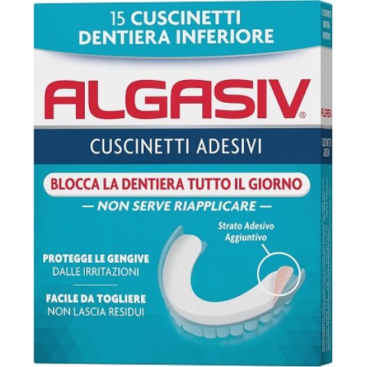 Algasiv 15 Cuscinetti Adesivi - dentiera superiore Algasiv 15 Cuscinetti Adesivi - dentiera superiore