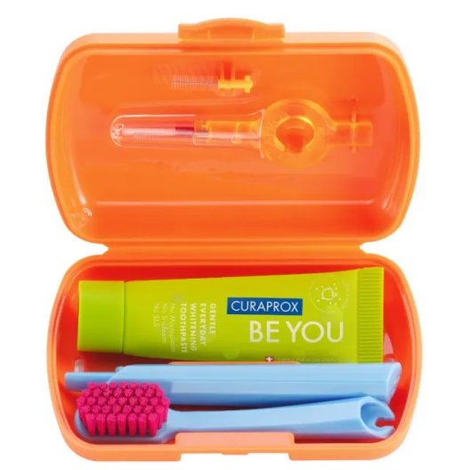 Curaprox Travel Set - spazzolino da viaggio + dentifricio + scovolino - Arancio