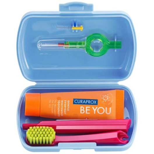 Curaprox Travel Set - spazzolino da viaggio + dentifricio + scovolino - Azzurro