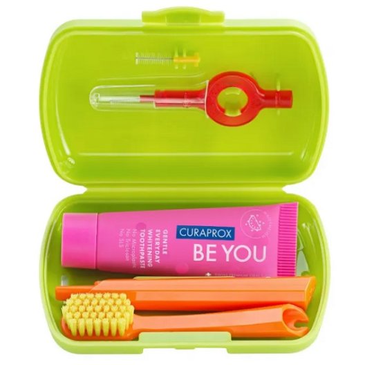 Curaprox Travel Set - spazzolino da viaggio + dentifricio + scovolino - Verde