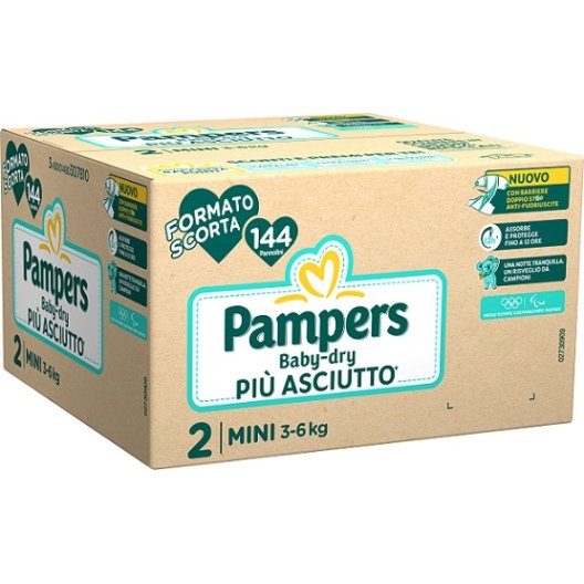 Pampers Baby Dry Mini 144 pannolini - taglia 2 da 3 a 6 kg - formato scorta Pampers Baby Dry Mini 144 pannolini - taglia 2 da 3 a 6 kg - formato scorta