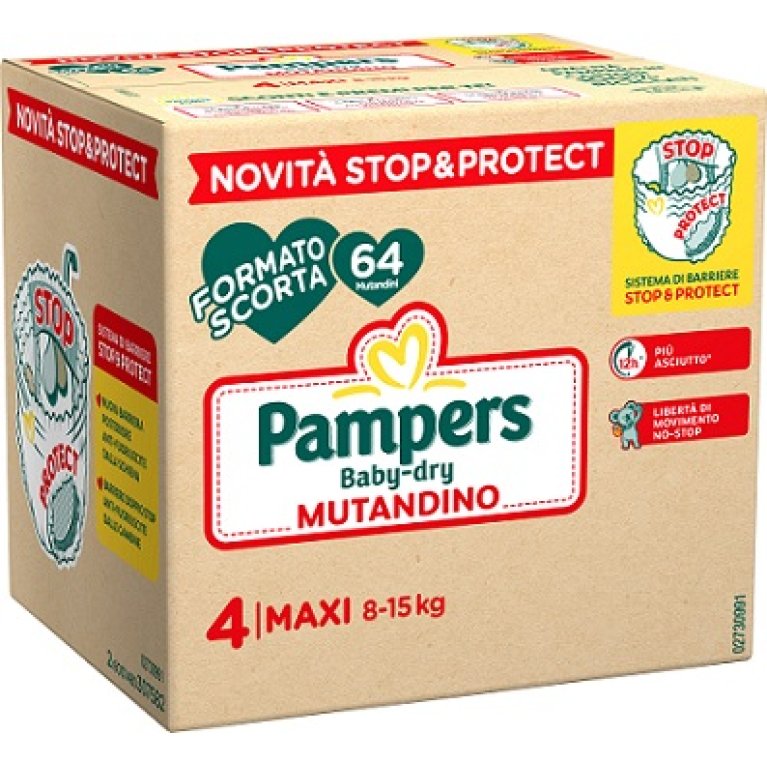 Pampers Baby Dry Mutandino Maxi 64 pannolini - taglia 4 da 8 a 15 Kg - Formato scorta