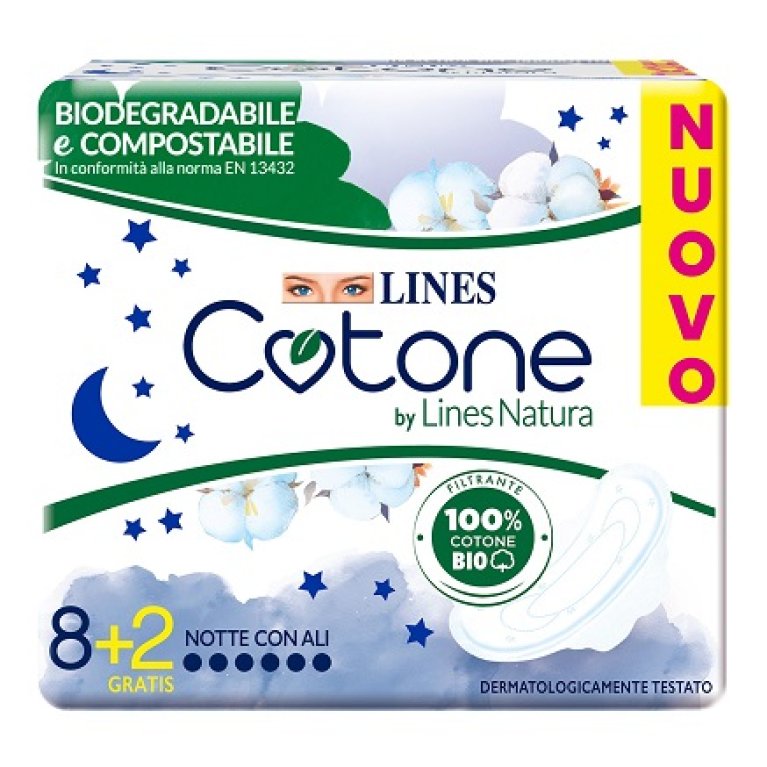 Lines Cotone BIO assorbenti notte con ali - 10 assorbenti