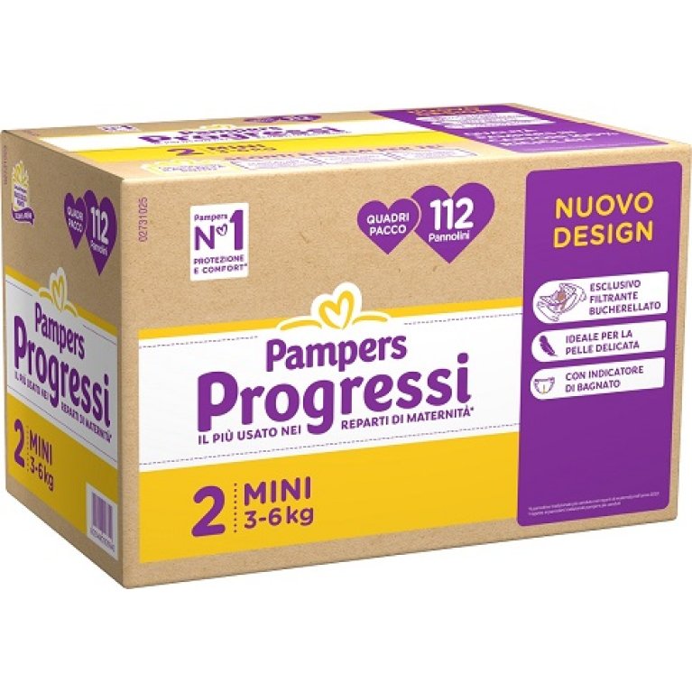 Pampers quadri progressi mini taglia 2 (3-6 kg) 112 pannolini - quadripack Pampers quadri progressi mini taglia 2 (3-6 kg) 112 pannolini - quadripack