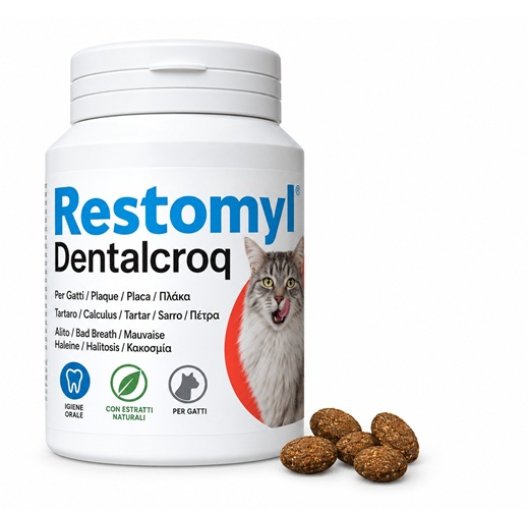 Restomyl Dentalcroq Gatto - 60 grammi - Alito Fresco anti-tartaro