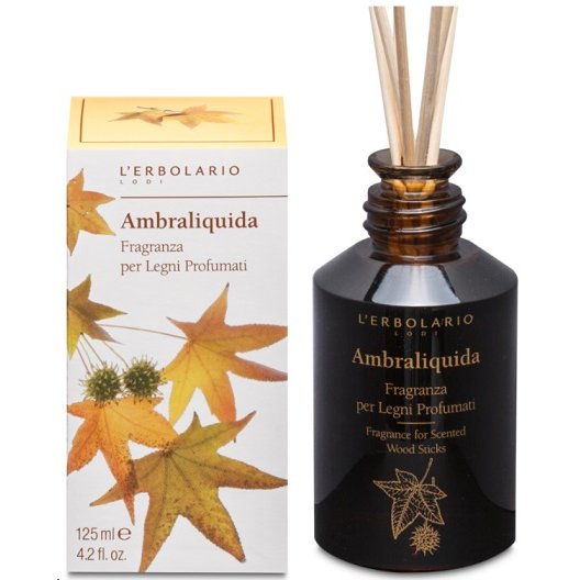 Ambraliquida fragranza per legni profumati L'Erbolario - 125 ml con bastoncini