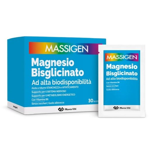 Massigen Magnesio Bisglicinato 30 Bustine - Con Vitamina B6 Gusto Albicocca