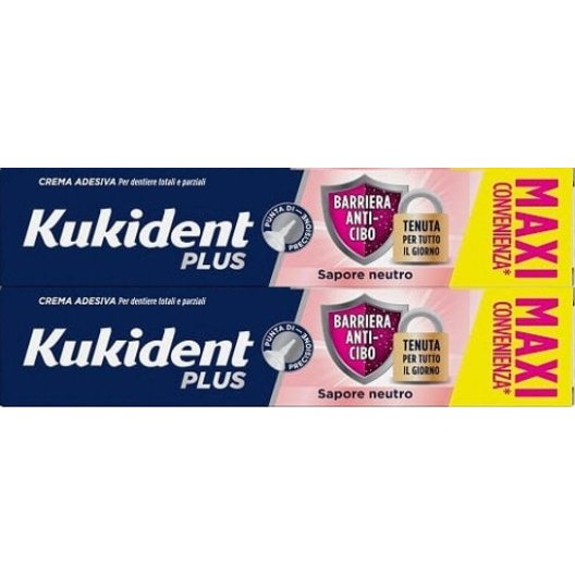 Kukident Plus Bipacco Sigillo - Barriera anti-cibo sapore Neutro - Maxi formato 2x57 grammi
