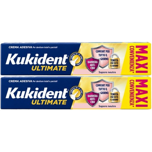 Kukident Ultimate Neutro Bipacco 2x57g | Crema Adesiva Dentiere