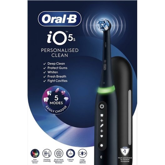 Oral B spazzolino elettrico iO 5 s + 1 testina - Nero Oral B spazzolino elettrico iO 5 s + 1 testina - Nero