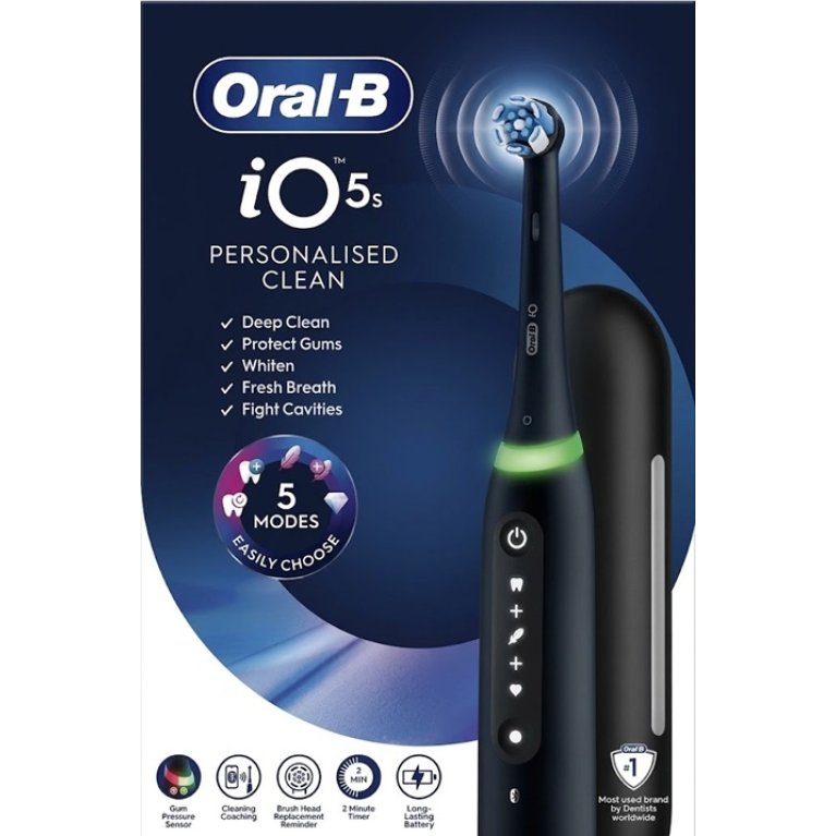 Oral B spazzolino elettrico iO 5 s + 1 testina - Nero Oral B spazzolino elettrico iO 5 s + 1 testina - Nero