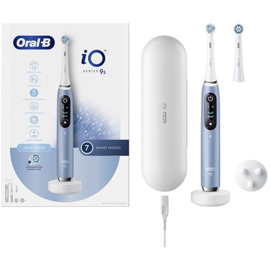 Oral B spazzolino elettrico iO 9 s + 2 testine - Azzurro Acqua Marina Oral B spazzolino elettrico iO 9 s + 2 testine - Azzurro Acqua Marina