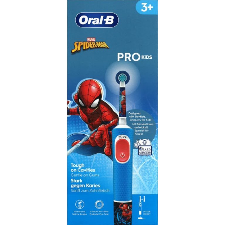 Oral B spazzolino elettrico Spiderman per bambini dai 3 anni + 2 testina di ricambio