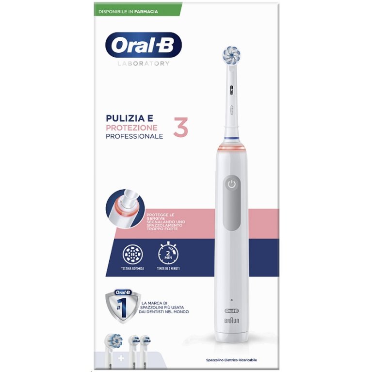 Oral B spazzolino elettrico Pro 3 + 3 testine - Bianco Oral B spazzolino elettrico Pro 3 + 3 testine - Bianco