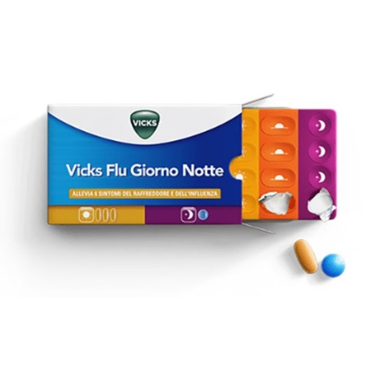 Vicks Flu Giorno e Notte 12 compresse giorno + 4 compresse notte Vicks Flu Giorno e Notte 12 compresse giorno + 4 compresse notte