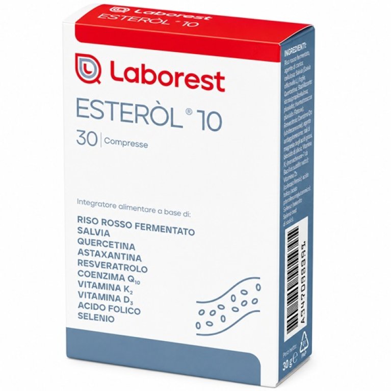 Esteròl 10 - 30 Compresse - Integratore con Riso Rosso Fermentato e Antiossidanti Esteròl 10 - 30 Compresse - Integratore con Riso Rosso Fermentato e Antiossidanti