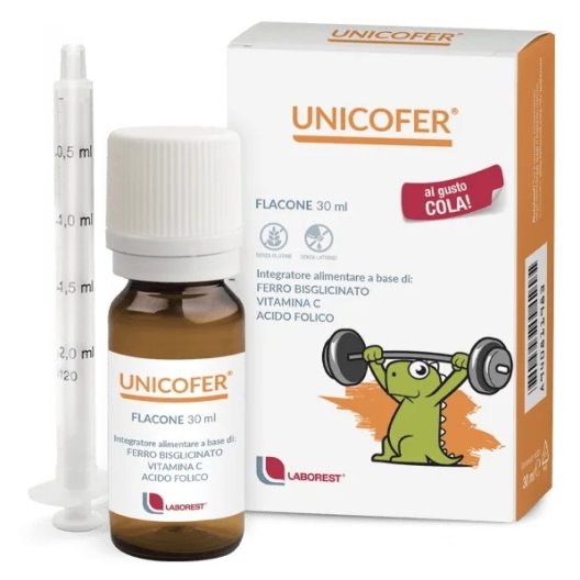 Unicofer Gocce 30 ml - Ferro Bisglicinato con Vitamina C e Acido Folico Unicofer Gocce 30 ml - Ferro Bisglicinato con Vitamina C e Acido Folico
