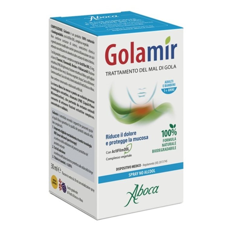 Golamir Spray senza Alcool - 30 ml - Adulti e Bambini da 1 anno di età