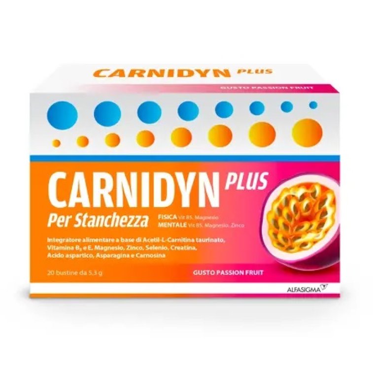Carnidyn Plus Passion Fruit - 20 bustine - integratore salino contro la stanchezza fisica e mentale 