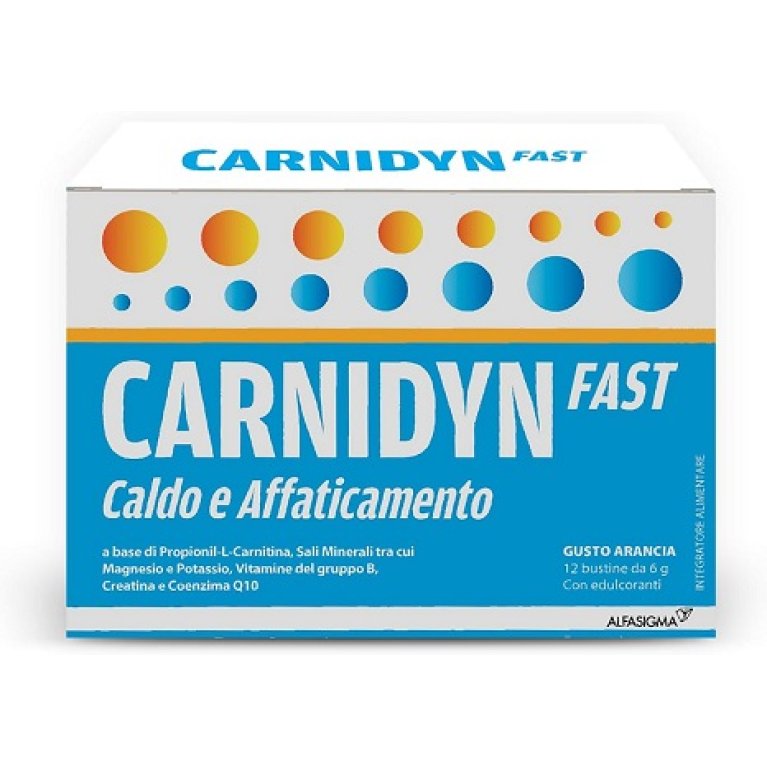 Carnidyn Fast - Magnesio, Potassio e Creatina contro caldo e affaticamento - 12 bustine Carnidyn Fast - Magnesio, Potassio e Creatina contro caldo e affaticamento - 12 bustine