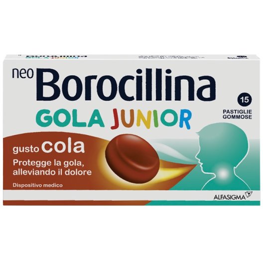 NeoBorocillina Gola Junior Cola - 15 Pastiglie Gommose | Mal di Gola Bambini