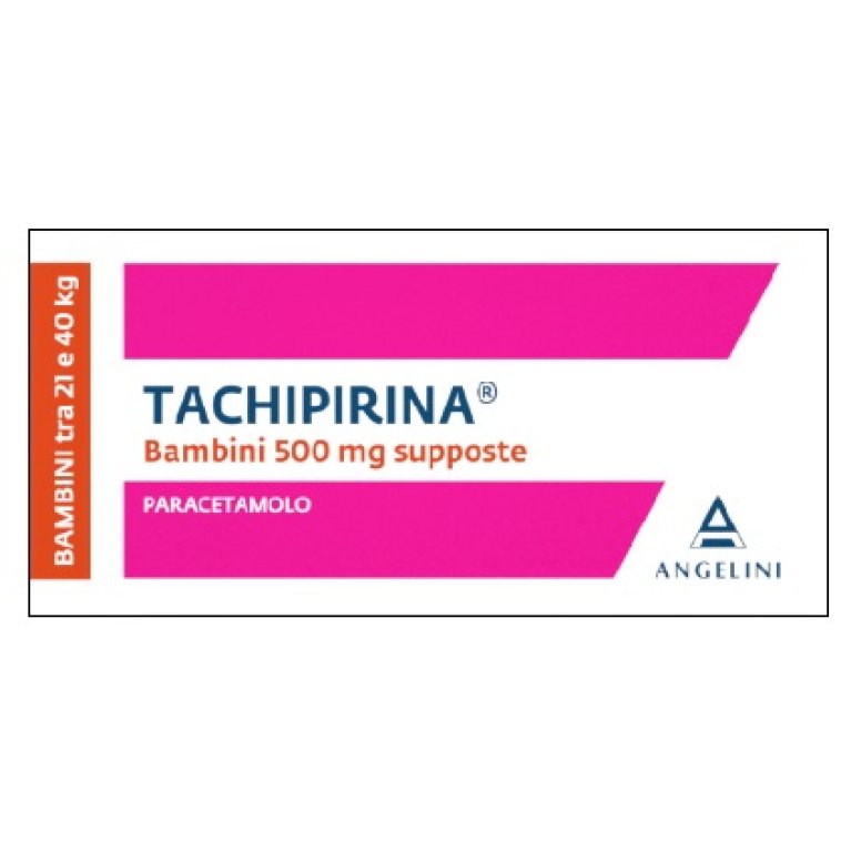 Tachipirina 500 mg supposte - per bambini tra i 21 ed i 40 kg - 10 supposte Tachipirina 500 mg supposte - per bambini tra i 21 ed i 40 kg - 10 supposte