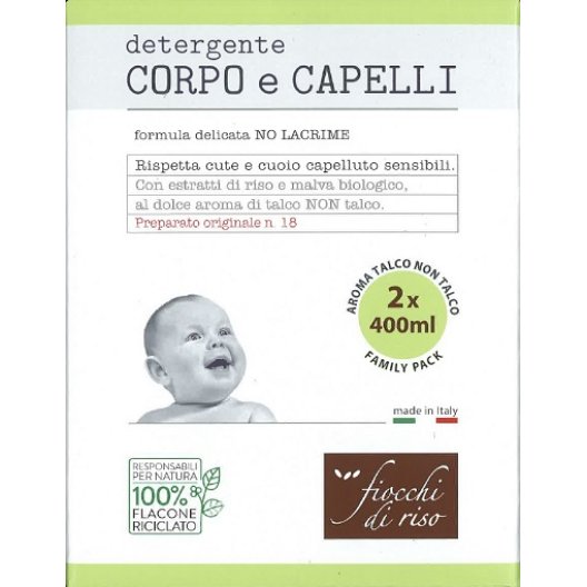 Fiocchi di Riso - Bipacco Detergente corpo-capelli - 400 + 400 ml formato convenienza Fiocchi di Riso - Bipacco Detergente corpo-capelli - 400 + 400 ml formato convenienza