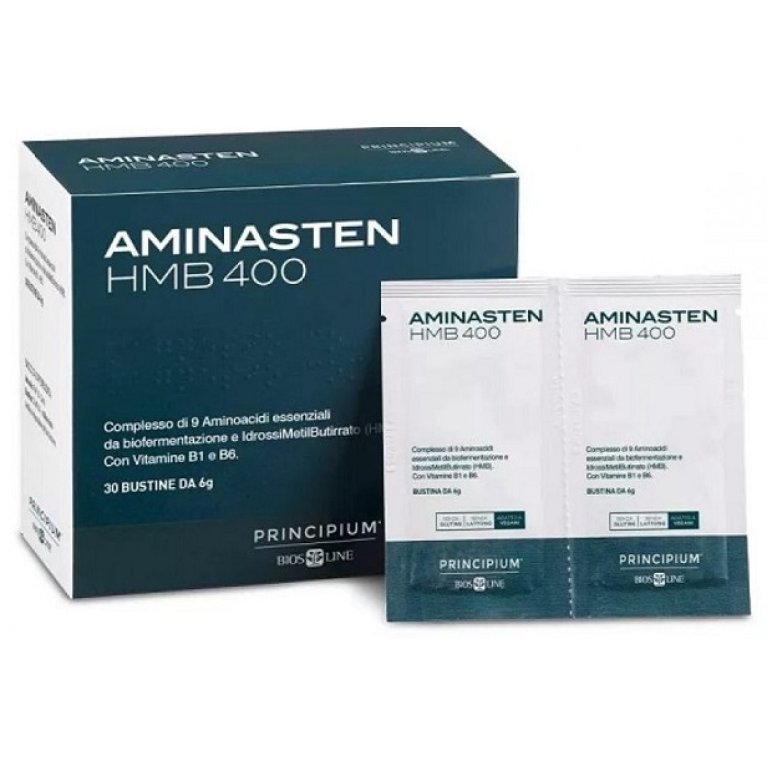 Principium Aminasten HMB 400 - aminoacidi essenziali con vitamine B - 30 bustine Principium Aminasten HMB 400 - aminoacidi essenziali con vitamine B - 30 bustine