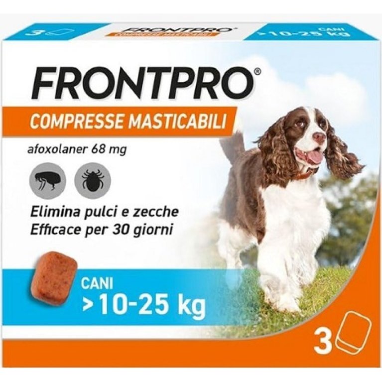 Frontpro - elimina pulci e zecche - per cani da 10 a 25 kg - 3 compresse