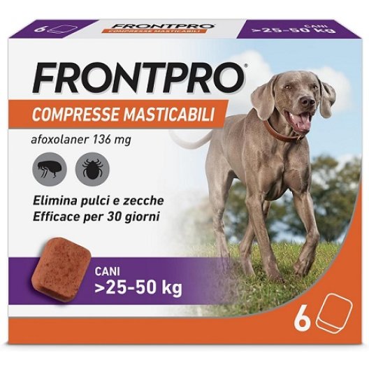 Frontpro - elimina pulci e zecche - per cani da 25 a 50 Kg - 3 compresse