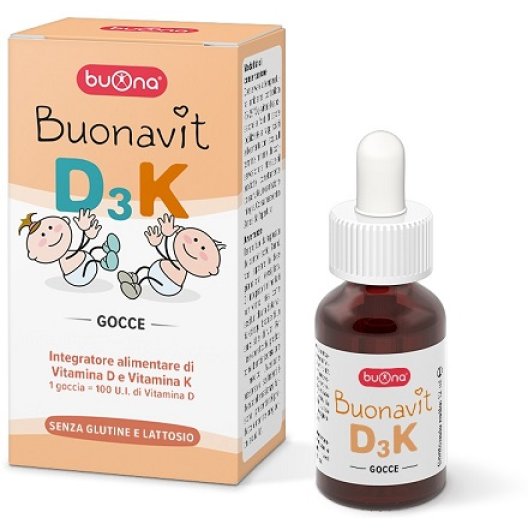 Buonavit D3K gocce - integratore con vitamina D3 e vitamina K1 - 12 ml Buonavit D3K gocce - integratore con vitamina D3 e vitamina K1 - 12 ml
