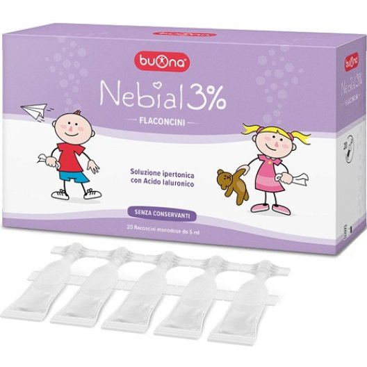 Nebial 3% flaconcini - soluzione ipertonica con acido ialuronico - 20 flaconcini da 5 ml Nebial 3% flaconcini - soluzione ipertonica con acido ialuronico - 20 flaconcini da 5 ml
