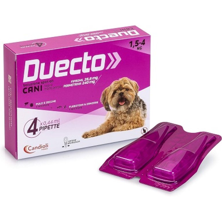 Duecto Candioli antiparassitario per cani da 1,5 a 4 kg - 4 pipette Duecto Candioli antiparassitario per cani da 1,5 a 4 kg - 4 pipette
