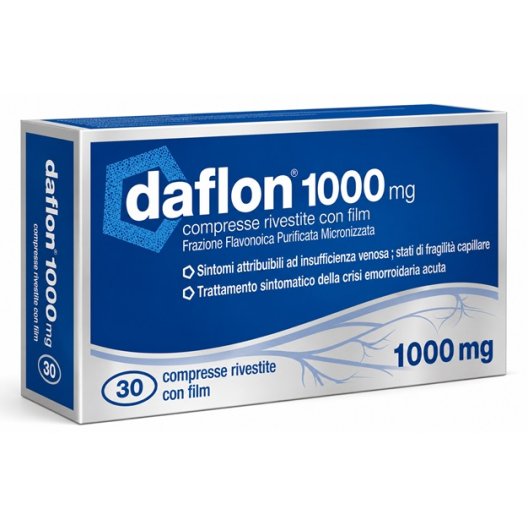Daflon 1000 mg 30 Compresse | Per Gambe Pesanti, Insufficienza Venosa ed Emorroidi Daflon 1000 mg 30 Compresse | Per Gambe Pesanti, Insufficienza Venosa ed Emorroidi