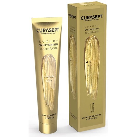 Curasept Luxury Gold Lux - dentifricio sbiancante con microperle di oro e argento - 75 ml Curasept Luxury Gold Lux - dentifricio sbiancante con microperle di oro e argento - 75 ml