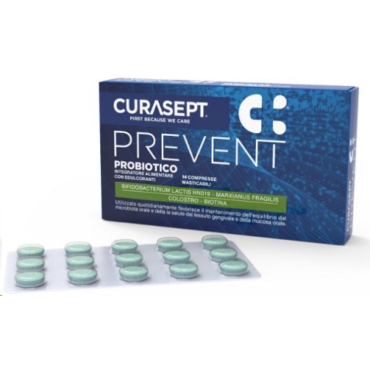 Curasept Prevent Probiotico - per il mantenimento del microbiota orale - 14 compresse masticabili Curasept Prevent Probiotico - per il mantenimento del microbiota orale - 14 compresse masticabili