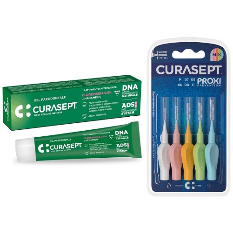 Curasept Scovolini Proxi tutte le misure + gel DNA alla clorexidina 0.5 Curasept Scovolini Proxi tutte le misure + gel DNA alla clorexidina 0.5