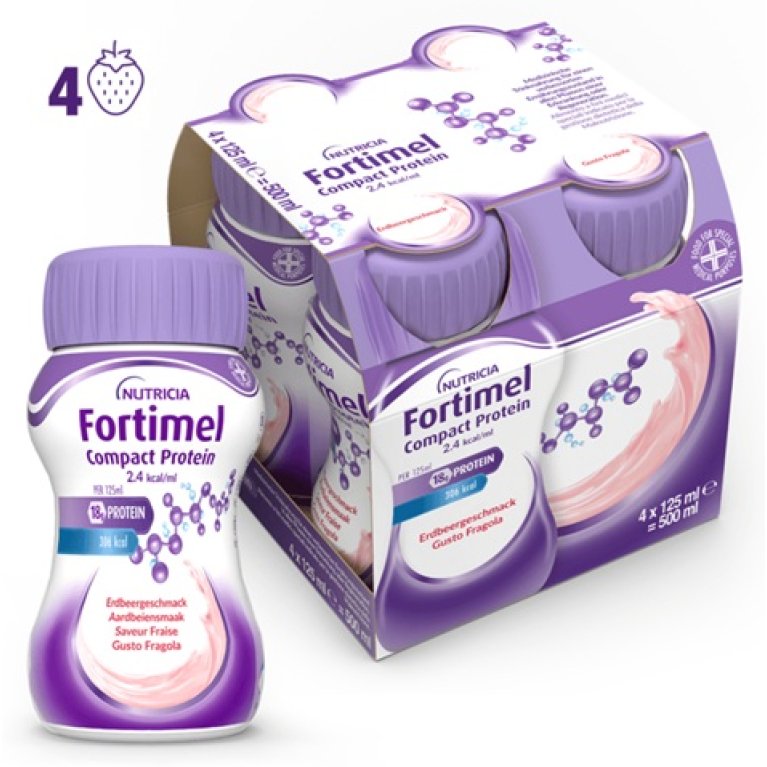 Fortimel Compact Protein Fragola - Supplemento 4x125ml Fortimel Compact Protein Fragola - Supplemento 4x125ml