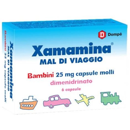 Xamamina Mal di Viaggio Bambini - 25 mg - 6 Capsule Molli Xamamina Mal di Viaggio Bambini - 25 mg - 6 Capsule Molli