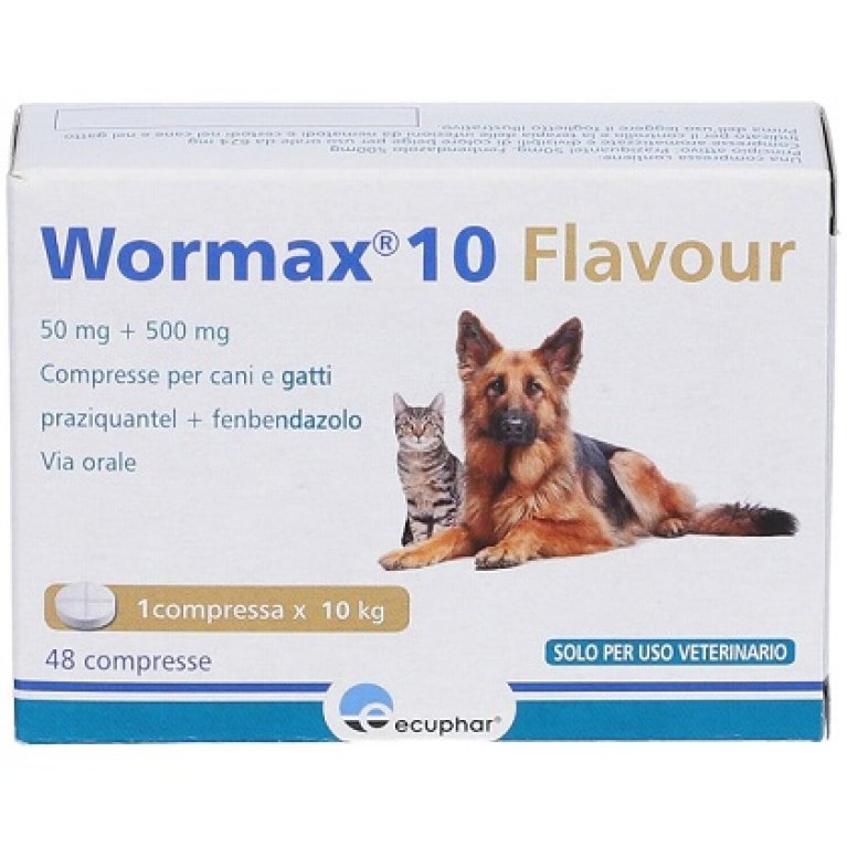 Wormax 10 Flavour - 48 compresse per cani e gatti - 50 mg + 500 mg Wormax 10 Flavour - 48 compresse per cani e gatti - 50 mg + 500 mg