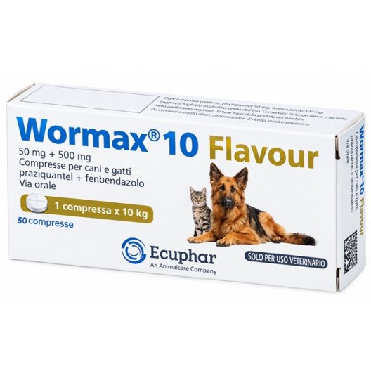 Wormax 10 Flavour - 48 compresse per cani e gatti - 50 mg + 500 mg Wormax 10 Flavour - 48 compresse per cani e gatti - 50 mg + 500 mg