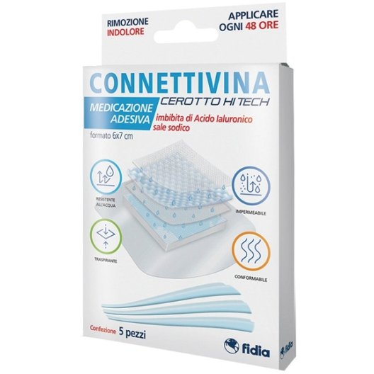 Connettivina Cerotto Hi Tech - 6x7 cm - 5 cerotti con acido ialuronico