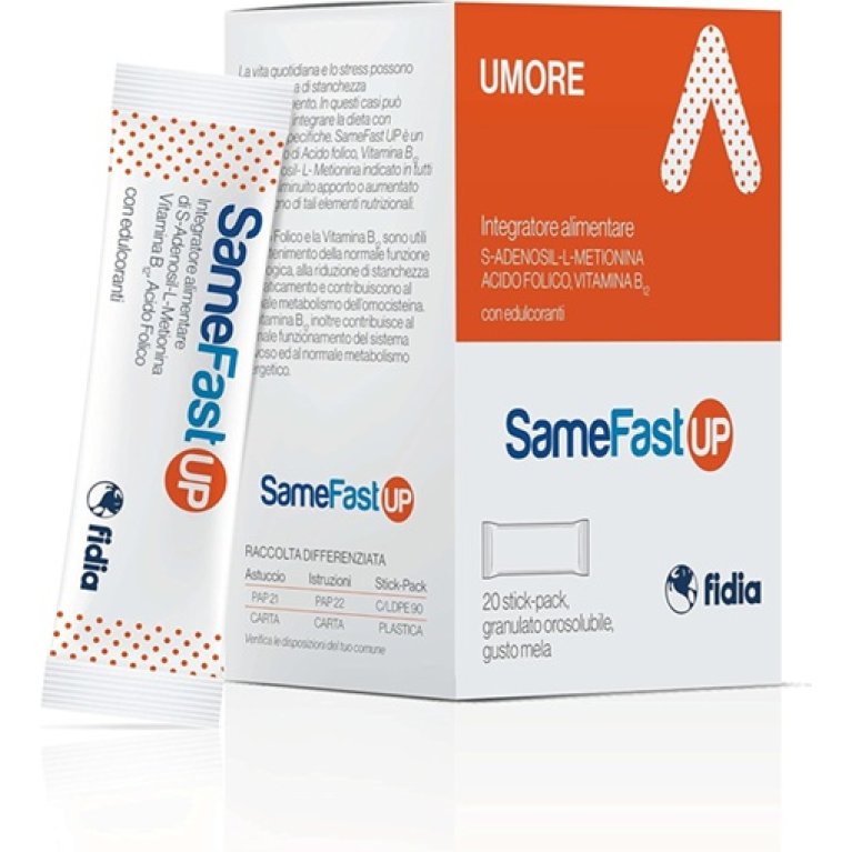 Samefast Up Umore 20 Stick | Integratore con SAM-e, Acido Folico e Vitamina B12