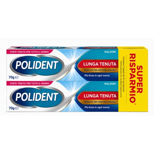 Polident Lunga Tenuta 2x70g - Bipacco - Crema Adesiva per Protesi Dentali