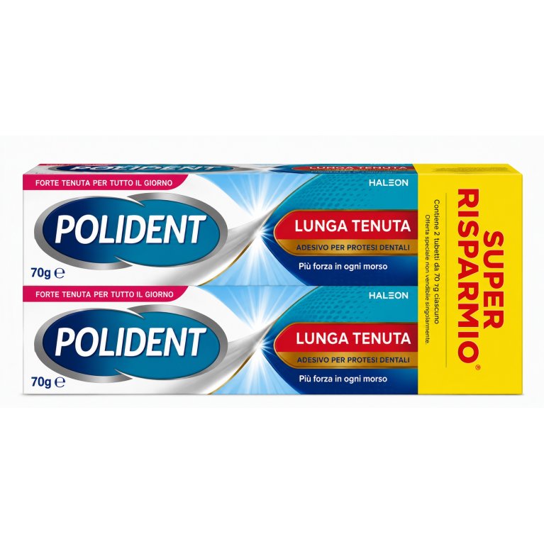 Polident Lunga Tenuta 2x70g - Bipacco - Crema Adesiva per Protesi Dentali