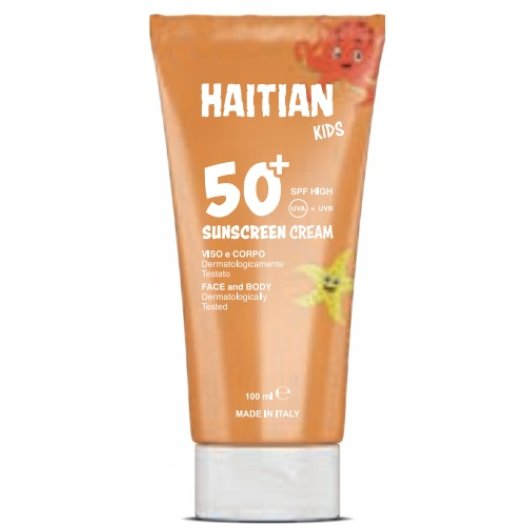 Crema Solare Bambini Haitian SPF 50+ 100ml - Viso e Corpo - Senza Profumo