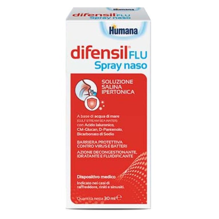 Difensil Flu spray naso di soluzione ipertonica con acido ialuronico 30 ml Difensil Flu spray naso di soluzione ipertonica con acido ialuronico 30 ml