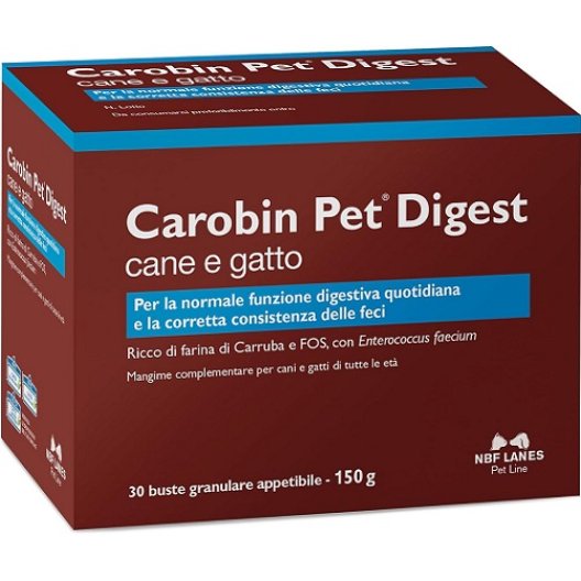 Carobin Pet Digest - 30 Bustine - Integratore Digestivo per Cani e Gatti